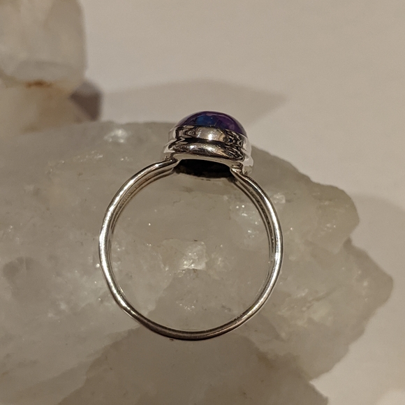 Purple Copper Turquoise, 925 Silver Ring, Size 9.5 - Picture 5 of 7